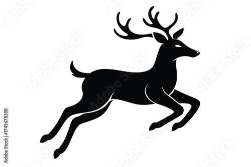 leaping deer silhouette vector icon