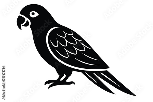 perched parrot silhouette vector icon