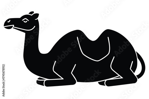 resting camel silhouette vector icon