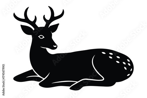 resting deer silhouette vector icon