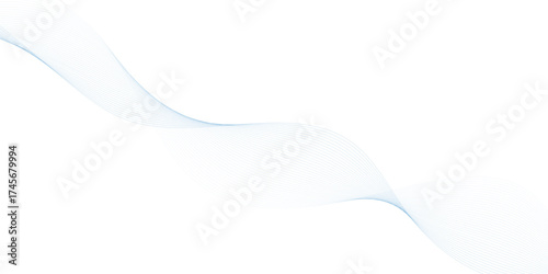 Abstract blue smooth wave on a white background. Dynamic sound wave. Design element. Vector illustration. Undulate Grey Wave Swirl, frequency sound wave, twisted curve lines with blend effect.	