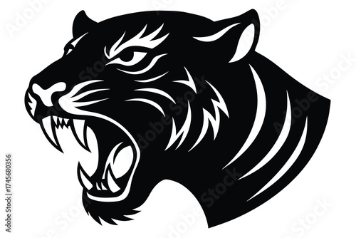 Canvas Print roaring tiger silhouette vector icon