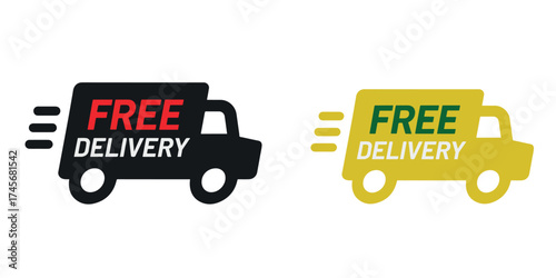 Express shipping icon with free delivery text and arrow element isolated on transparent background
