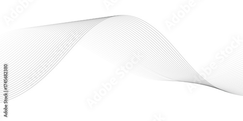 Abstract line wave background. Technology abstract lines on white background. Undulate Grey Wave Swirl, frequency sound wave, twisted curve lines with blend effect.