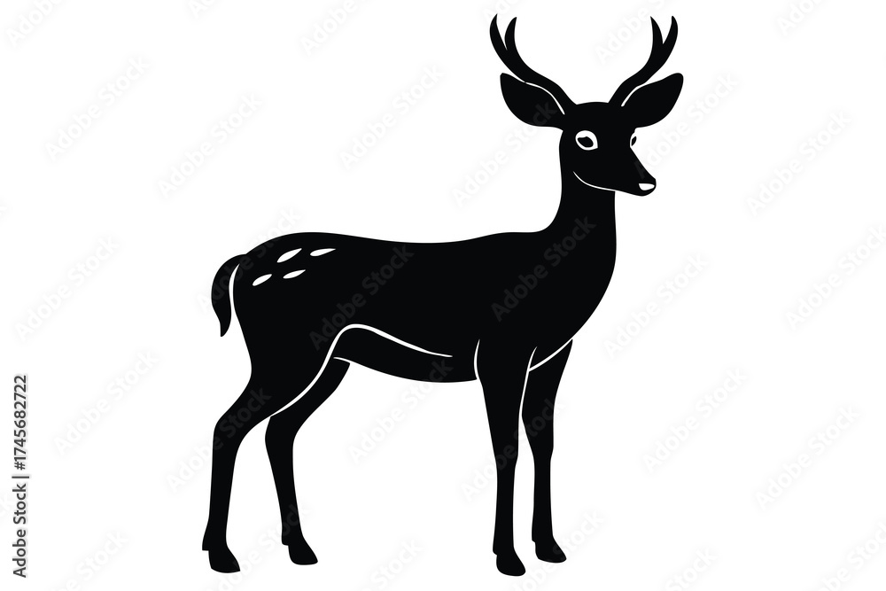 Fototapeta premium standing deer silhouette vector icon