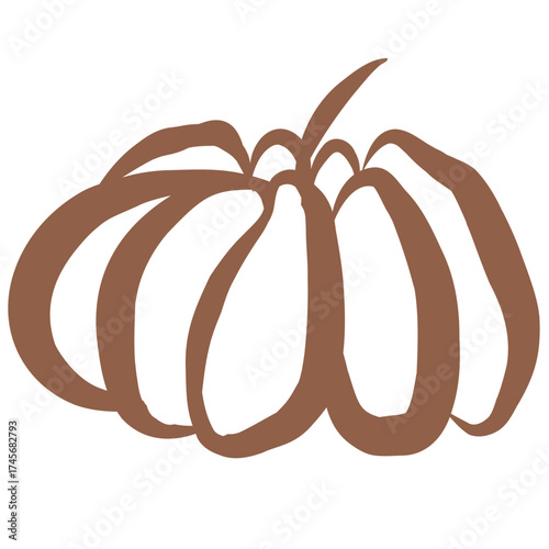 Line Art of Pumpkin Illustration. Hand-Drawn Doodle.