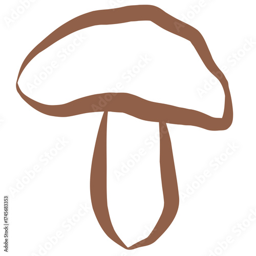 Line Art of Mushroom Illustration. Hand-Drawn Doodle.