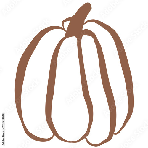 Line Art of Pumpkin Illustration. Hand-Drawn Doodle.