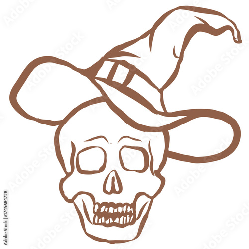 Line Art of Scull Illustration. Hand-Drawn Doodle.