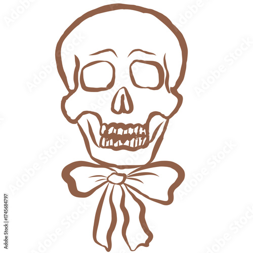 Line Art of Scull Illustration. Hand-Drawn Doodle.