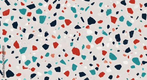Modern terrazzo seamless design with vibrant multicolor stone fragments