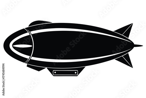 Striking Silhouette of a Classic Airship Design, Featuring Gondola and Tail Fins