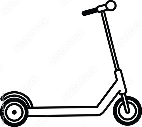 Black outline electric scooter graphic on white background transportation vehicle