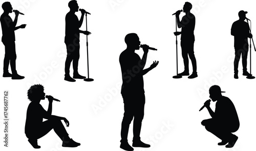 Silhouette, singer, microphone, performance, concert, music, vocalist, stage, entertainment, audience, band, song, talent, expression, show, festival, recording, passion, creativity, sound