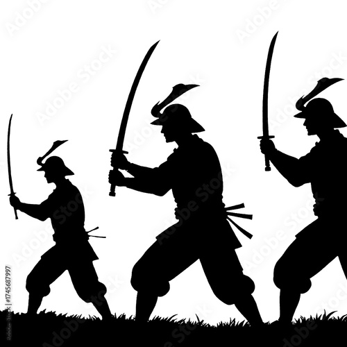 silhouettes of samurai