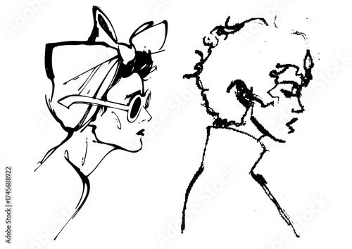 FACE FASHION ILLUSTRATIONS PAINTED AND SPRAYED