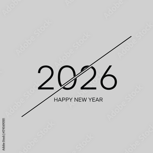 Happy New Year 2026 Minimalist Design celebration greeting holiday festive modern graphic number date event future calendar beginning