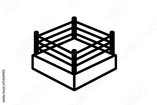 Boxing ring line icon. Combat sport arena symbol. Concept of competition, fight, challenge, match, championship. Vector illustration for boxing, wrestling, MMA, knockout.