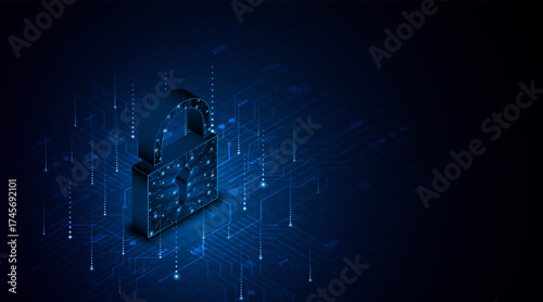 Lock icon. Cyber ​​security and data protection concepts and privacy. Innovative concept of advanced safety technology	