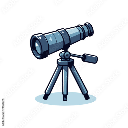 A sleek telescope on a tripod, ready for stargazing in a serene outdoor setting