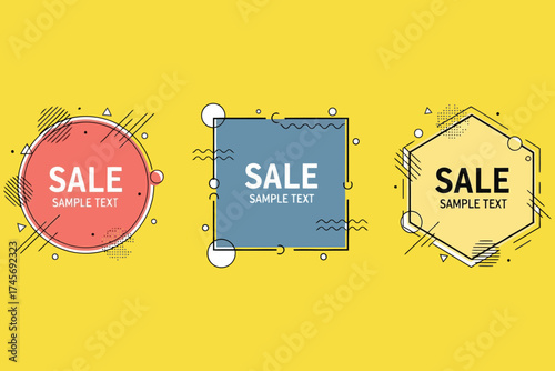 Vector art of geometric sale banner set with modern design elements for promotional offers and marketing campaigns