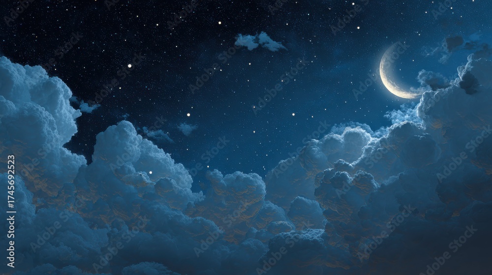 Fototapeta premium backgrounds night sky with stars and moon and clouds no logos no brands ar 169