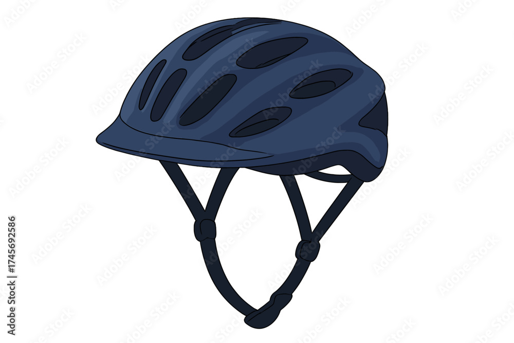 Fototapeta premium Bicycle helmet vector illustration. Bike safety equipment for head protection. Sport cyclist outfit gear for road cycling. Isolated cartoon icon symbol on white background.