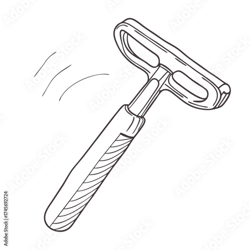 Plunger tool icon in simple line art style for plumbing concept