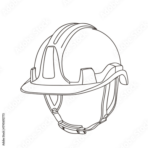 Safety helmet line illustration in simple style for electrical concept