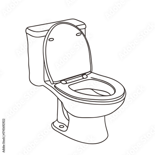 Toilet bowl icon illustration in simple line art style for plumbing concept