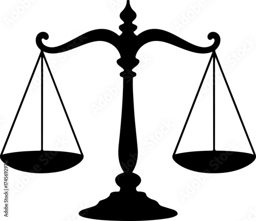 Justice scales silhouette vector illustration