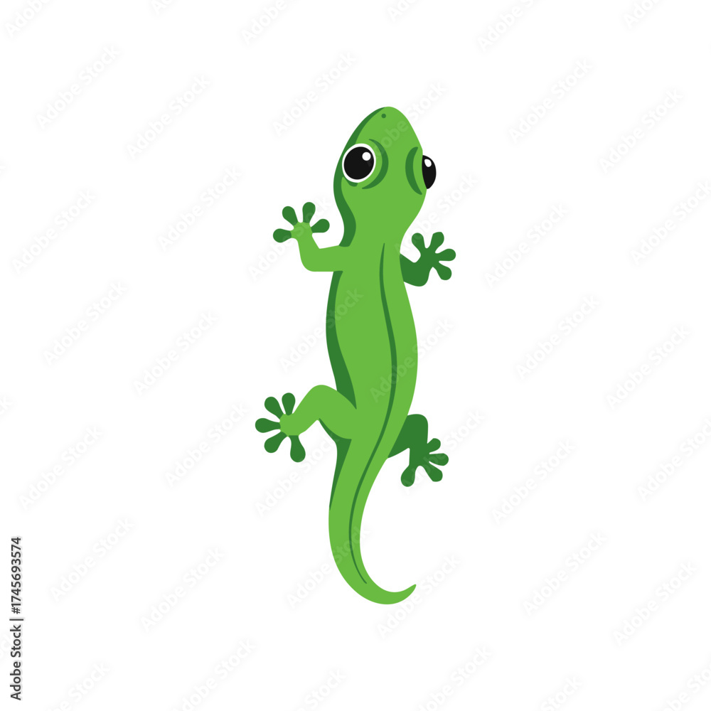 Obraz premium A vibrant green lizard climbing on a white surface, showcasing its playful pose and details