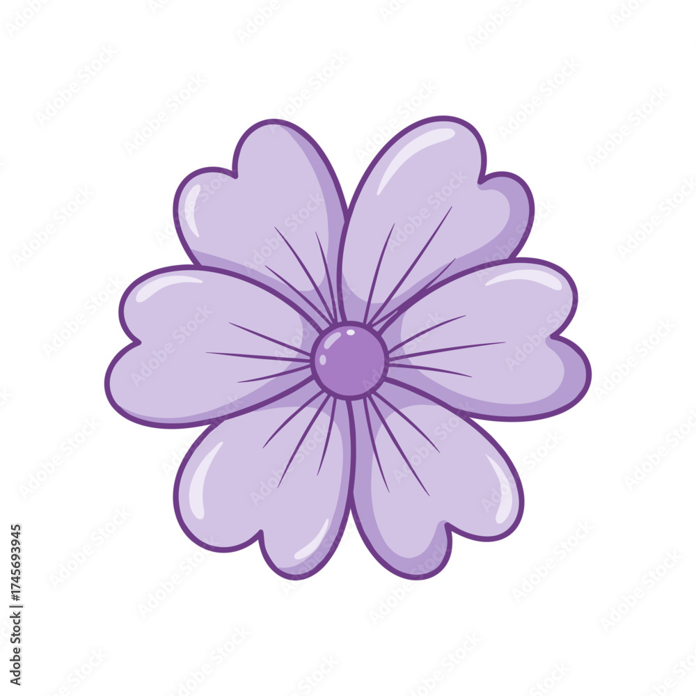 Fototapeta premium A vibrant purple flower with rounded petals and a central bead, set against a clean background