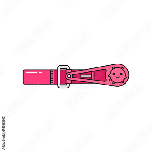 A vibrant pink belt featuring a playful design with a cheerful character, suitable for children's fashion