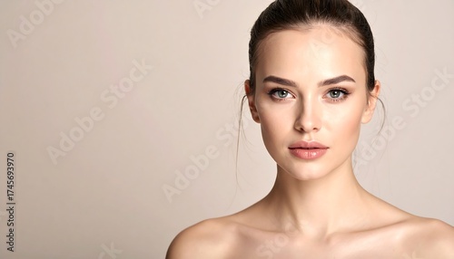 Portrait of a fair-skinned woman with subtle makeup