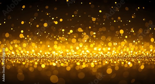 Elegant golden bokeh background with blurred glowing holiday lights