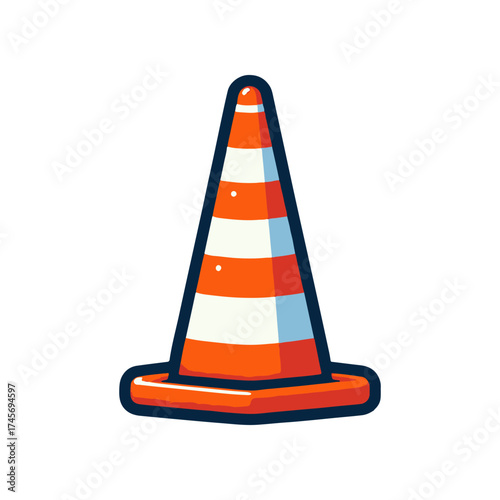 Brightly colored traffic cone on a white background, symbolizing road safety and construction