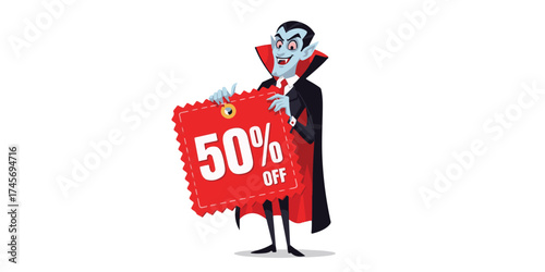 Vampire offers 50 percent off sale with spooky discount sign