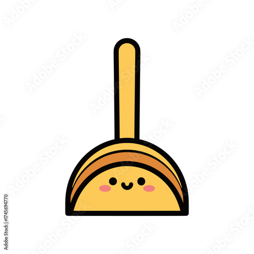 Cute cartoon plunger character with a happy expression, isolated on a white background