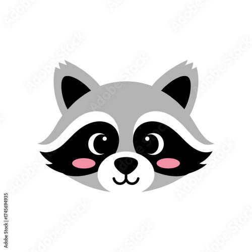 Cute cartoon raccoon face illustration with playful expression and vibrant colors
