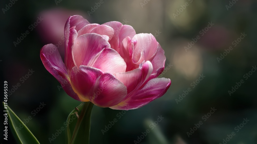 Fototapeta premium radiant pink tulip in soft focus