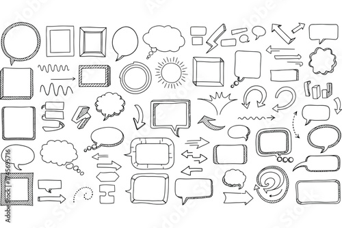 Vector art of hand drawn speech bubbles and arrows, perfect for adding text and emphasis