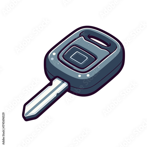 Close-up illustration of a modern car key fob with a sleek design, isolated on a white background