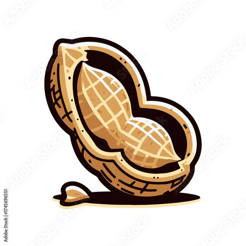 Close-up of a peanut in its shell, showcasing its texture and natural color, ideal for food illustrations