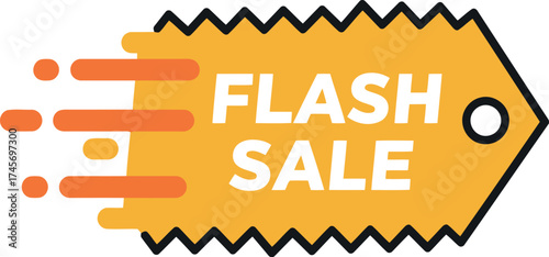 Flash sale tag speed motion yellow discount offer vector