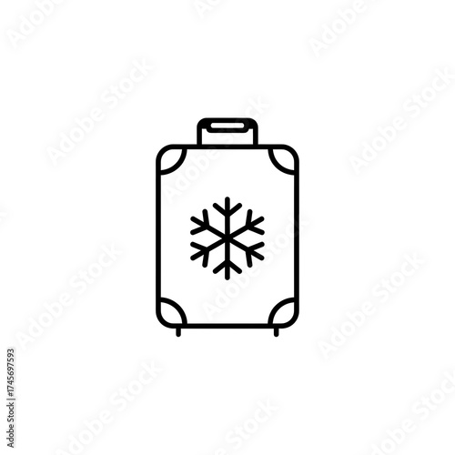 Minimalistic suitcase icon featuring a snowflake symbol
