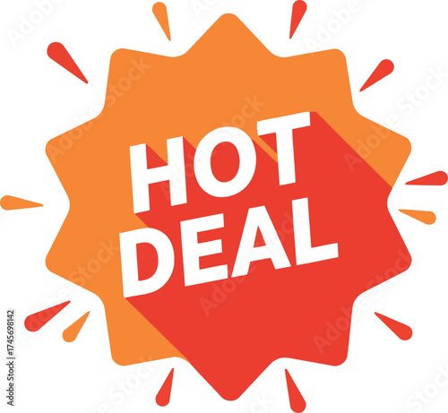 Hot deal starburst sale badge retail promotion sign vector