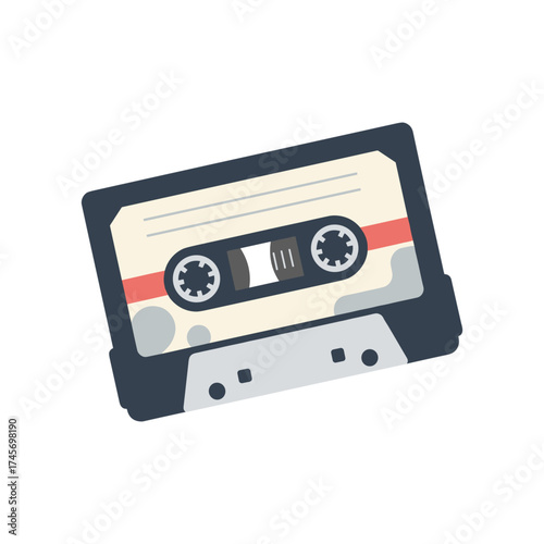 Vintage audio cassette tape on a white background, representing nostalgia and music culture