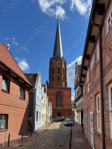 Historic church in the city of Buxtehude in Northern Germany - beautiful city center