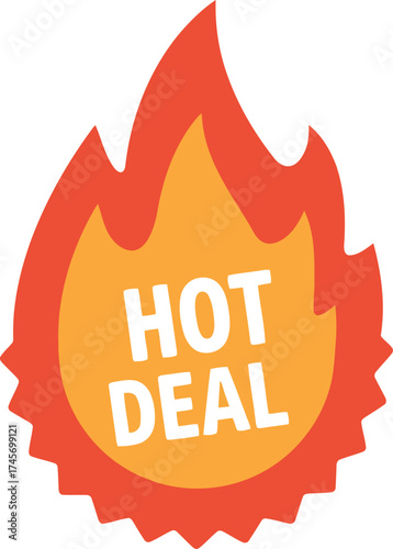 Hot deal fire badge special offer graphic vector